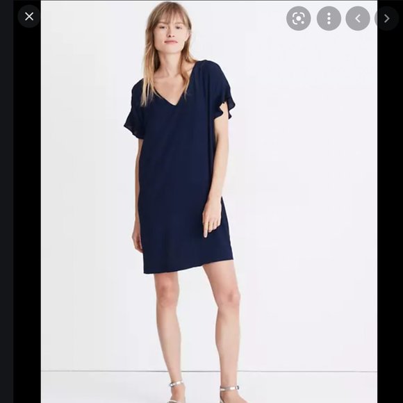 Madewell Blue Ruffle-Sleeve Easy Dress Medium - Picture 1 of 7